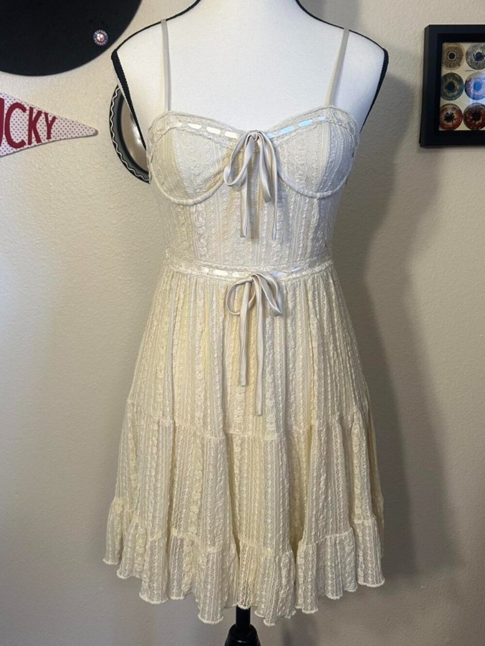 Cream Coquette Girly Bustier Style Dress